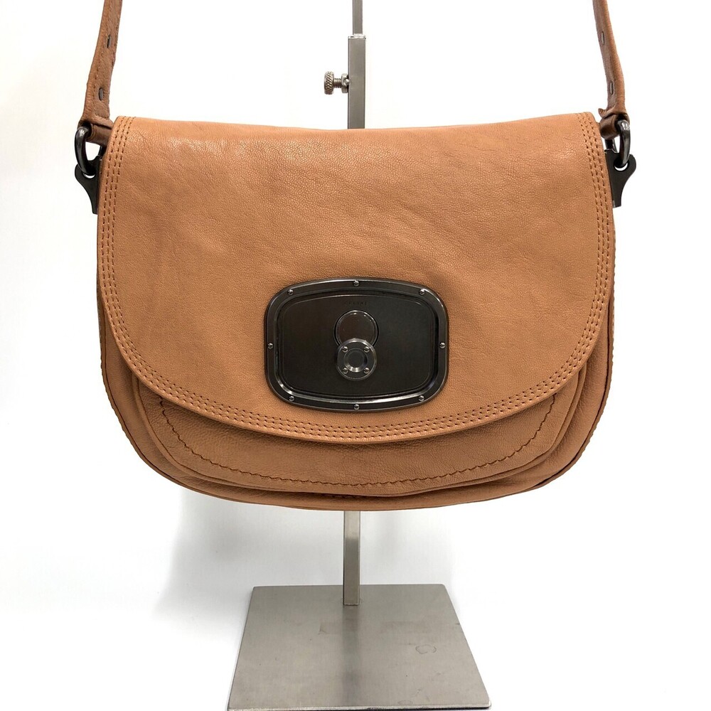 Celine Shoulder Bag Round Studs Brown Leather
